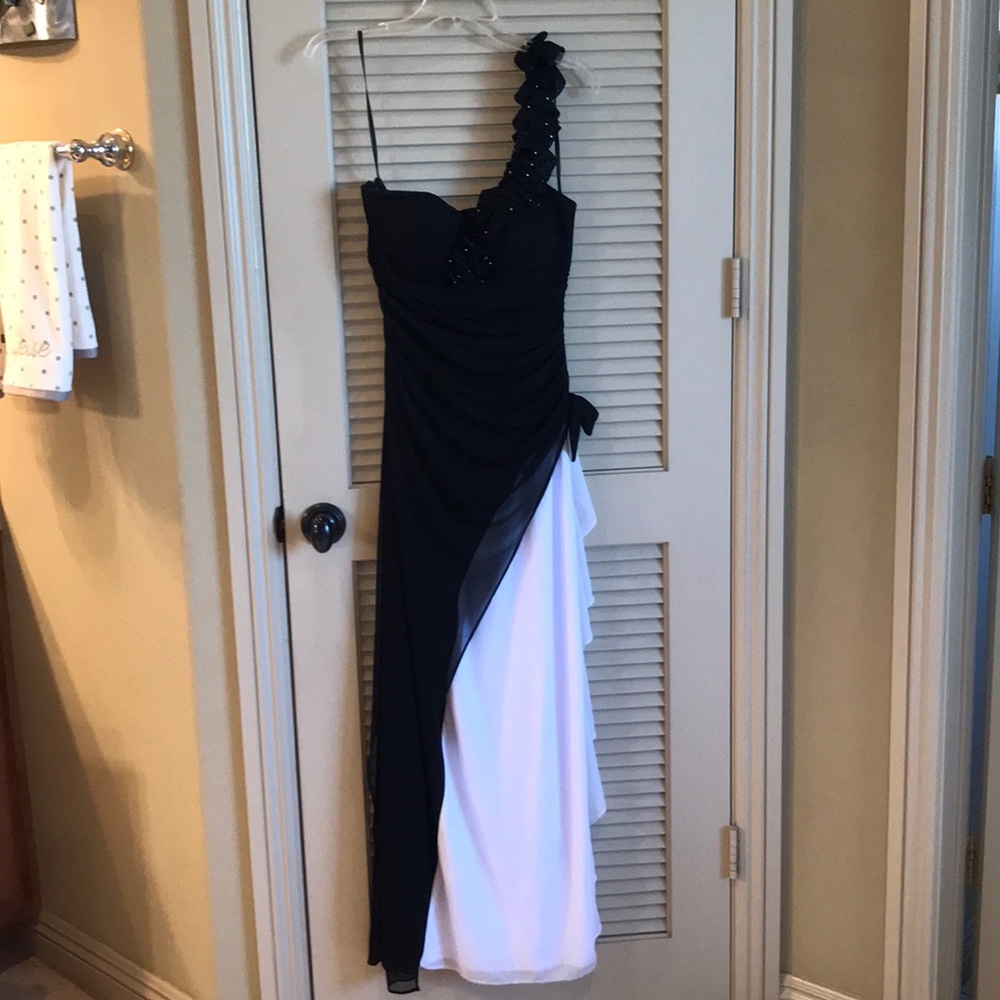 One shoulder evening dress